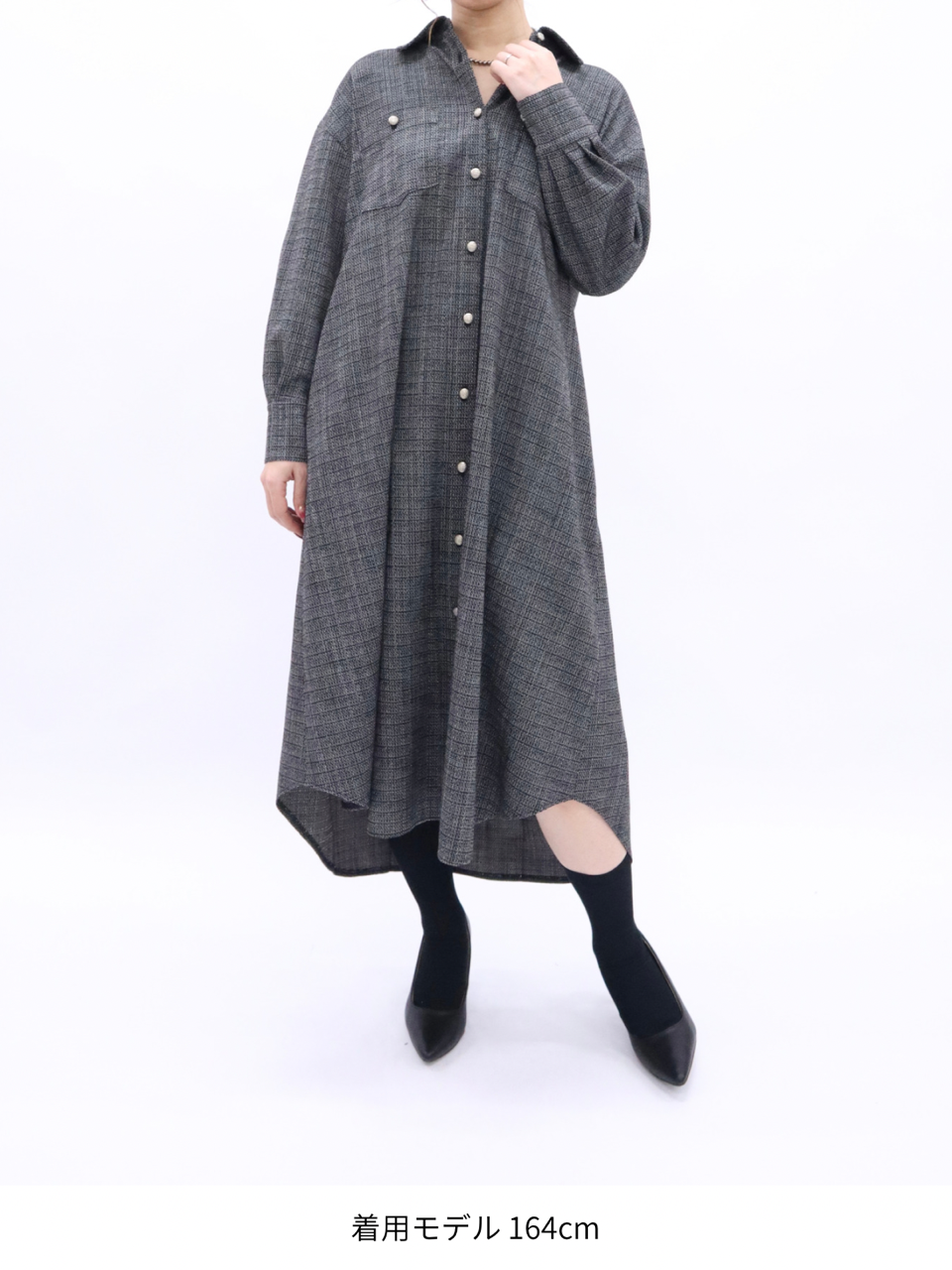 【予約商品】tweed shirt dress / black