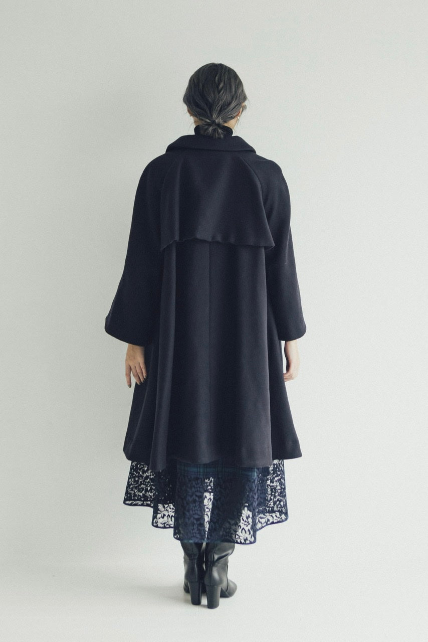 melton poncho coat / navy