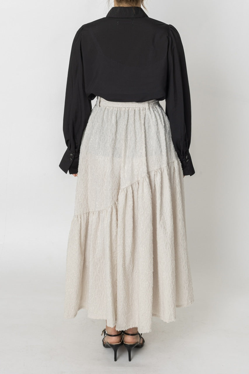 〈Mila〉shibafu jacquard gathered skirt / ecru