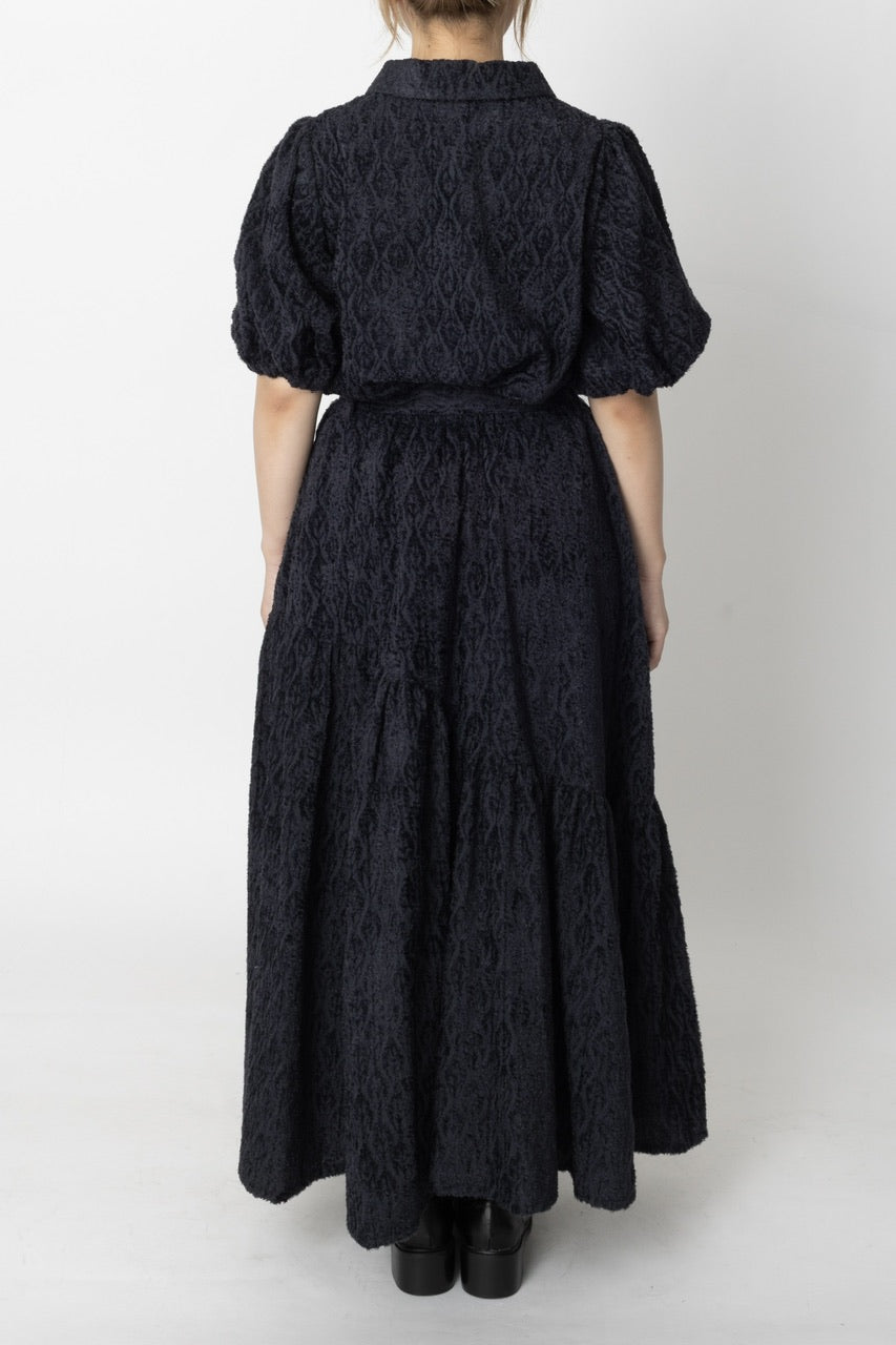 〈Mila〉shibafu jacquard gathered skirt / navy