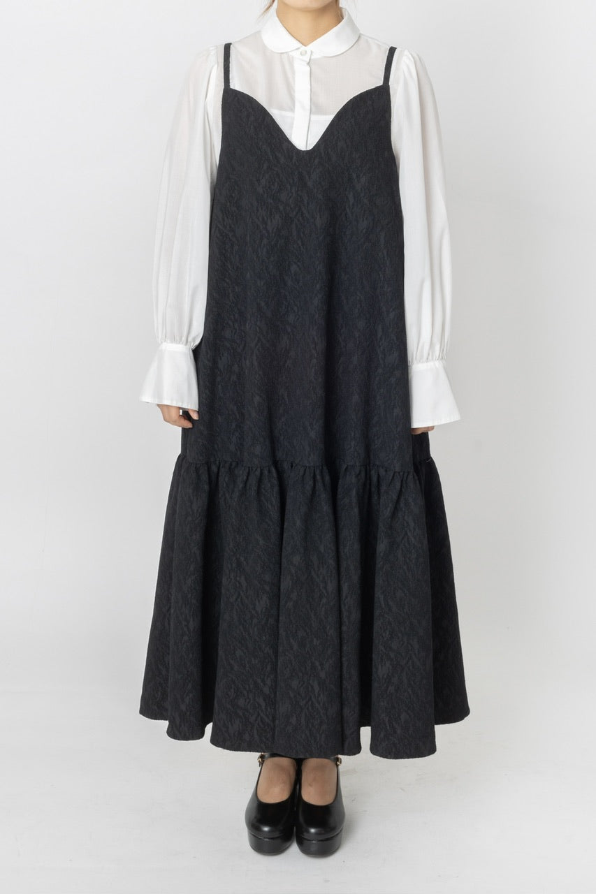 jacquard camisole dress / black