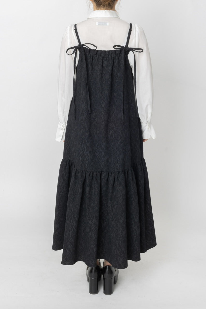 jacquard camisole dress / black