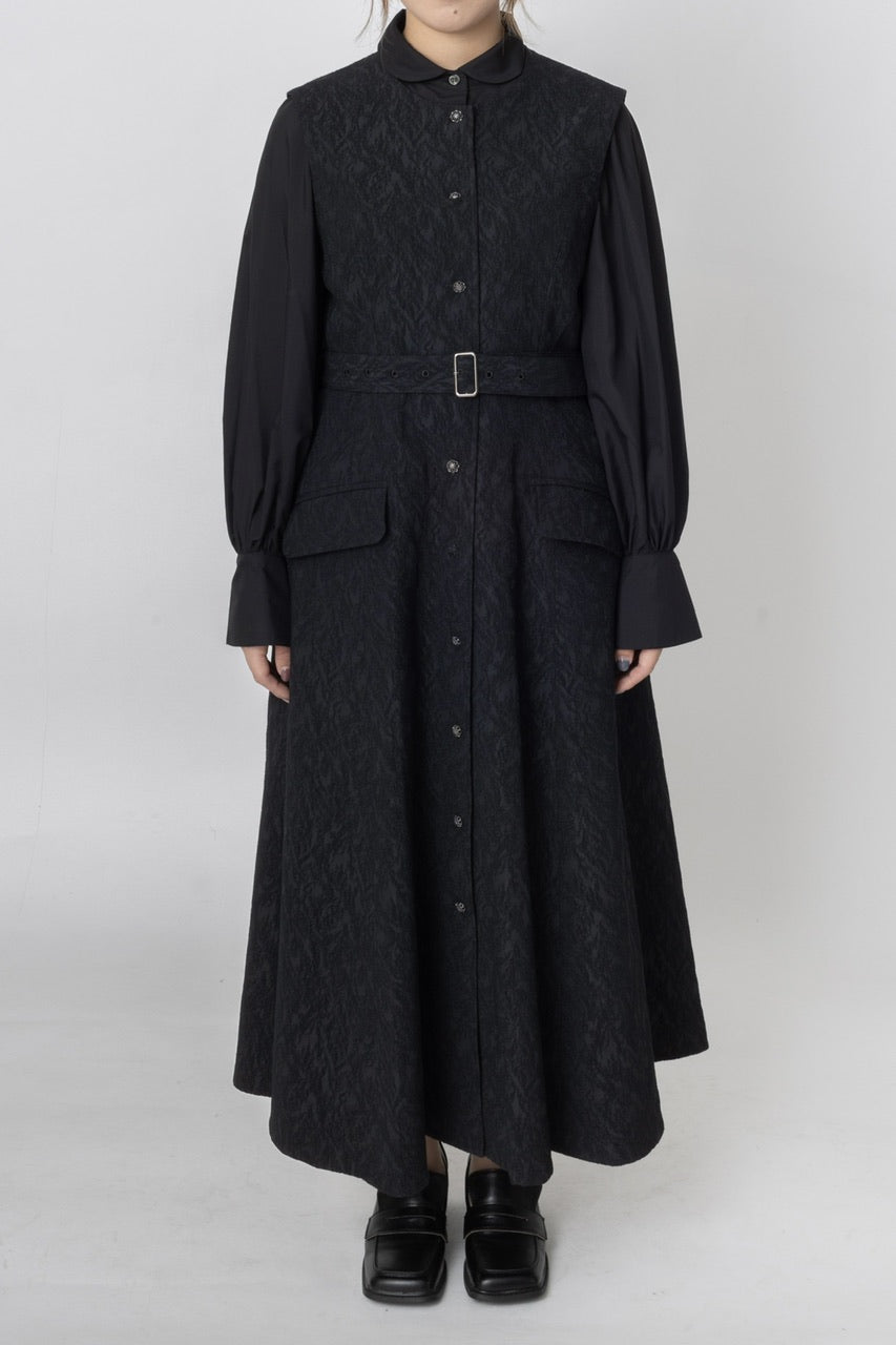 jacquard gilet dress / black