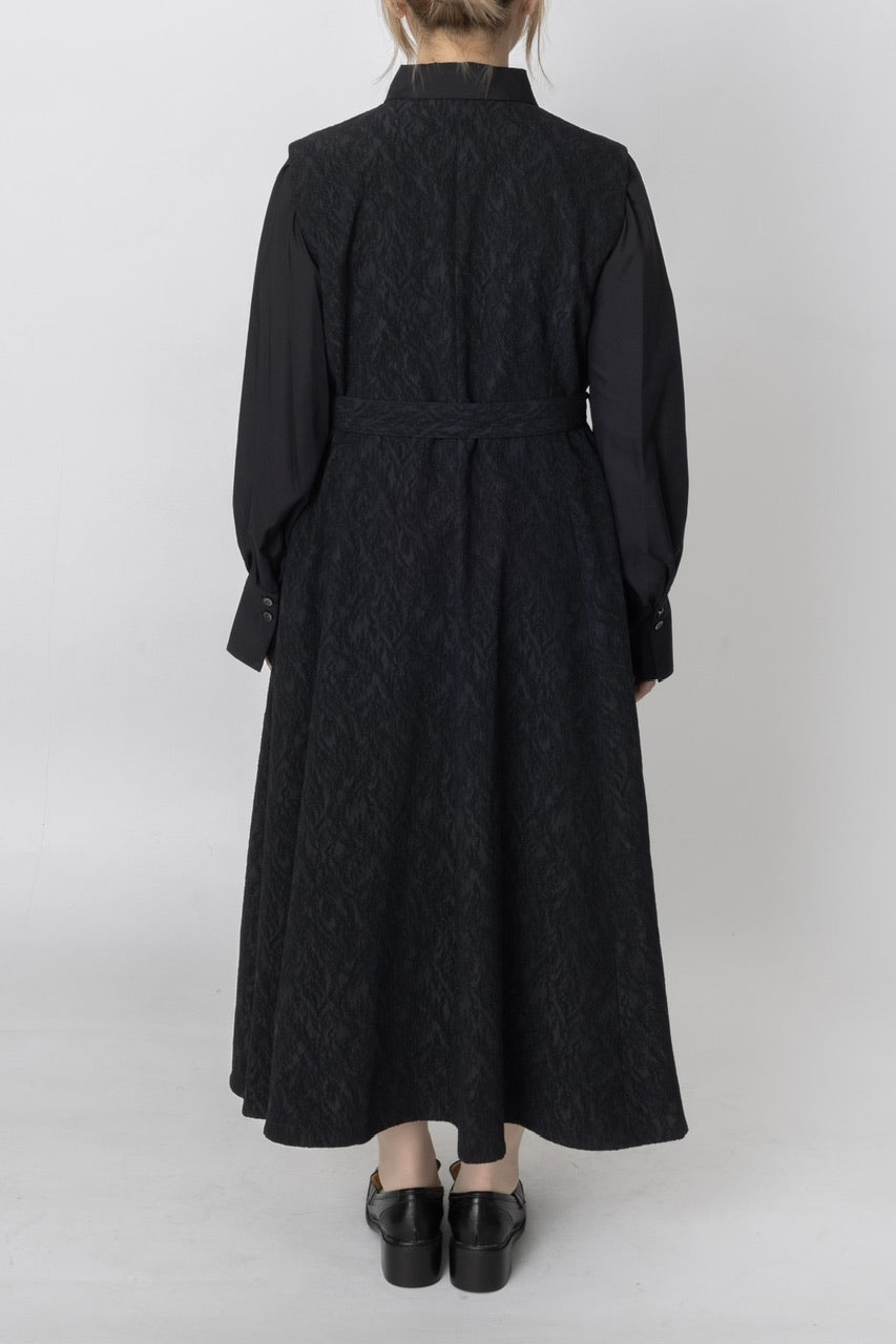 jacquard gilet dress / black