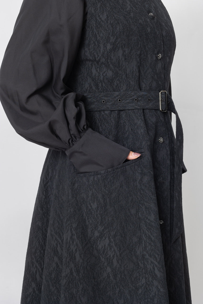 jacquard gilet dress / black