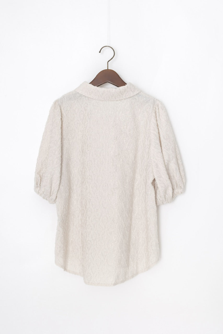 shibafu jacquard polo shirt / ecru