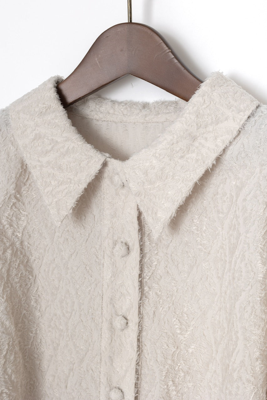 shibafu jacquard polo shirt / ecru