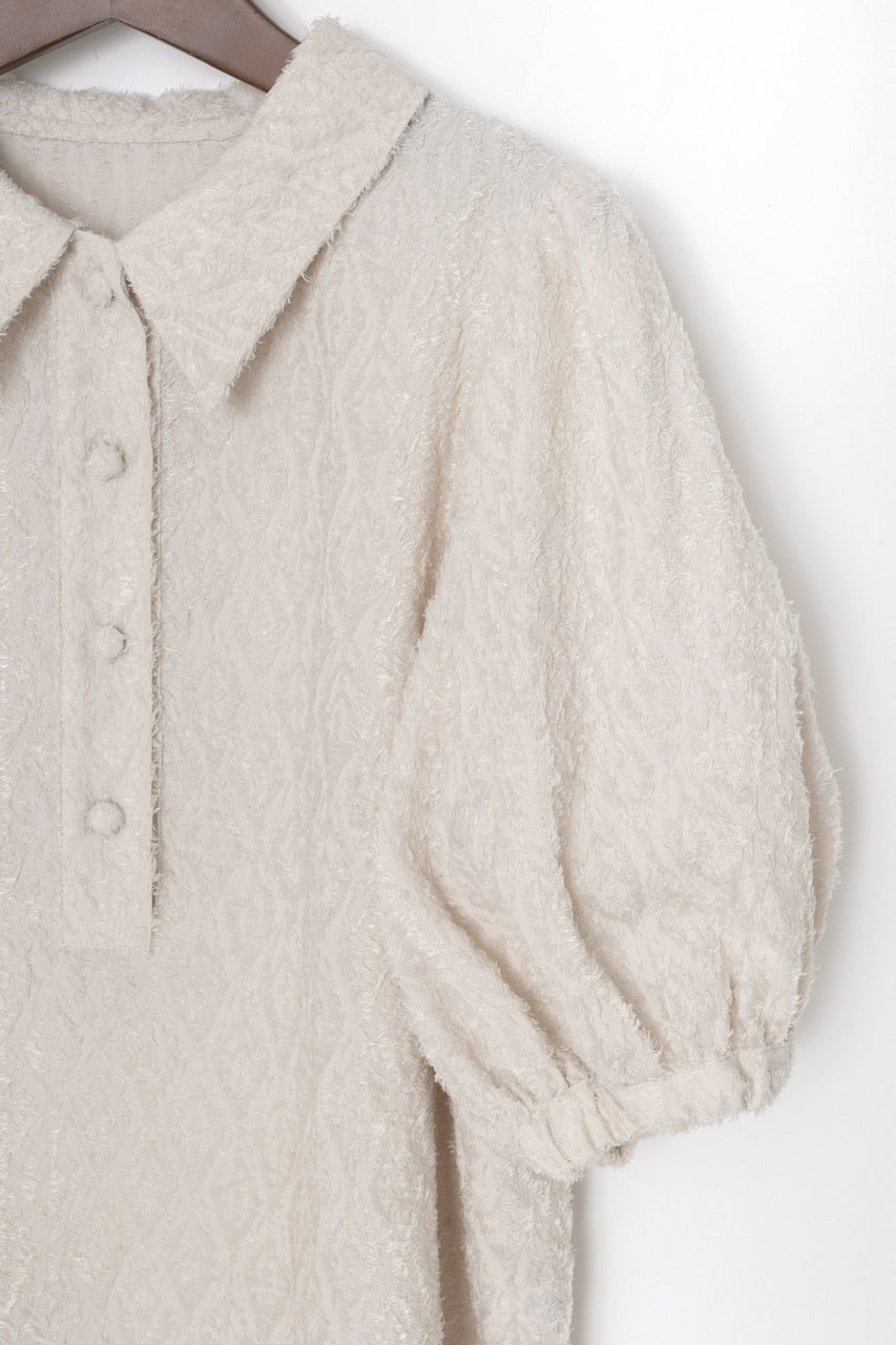 shibafu jacquard polo shirt / ecru