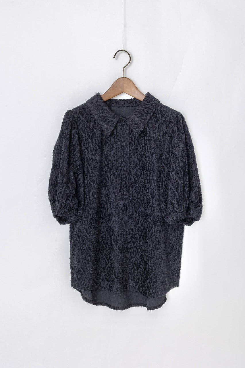 shibafu jacquard polo shirt / navy