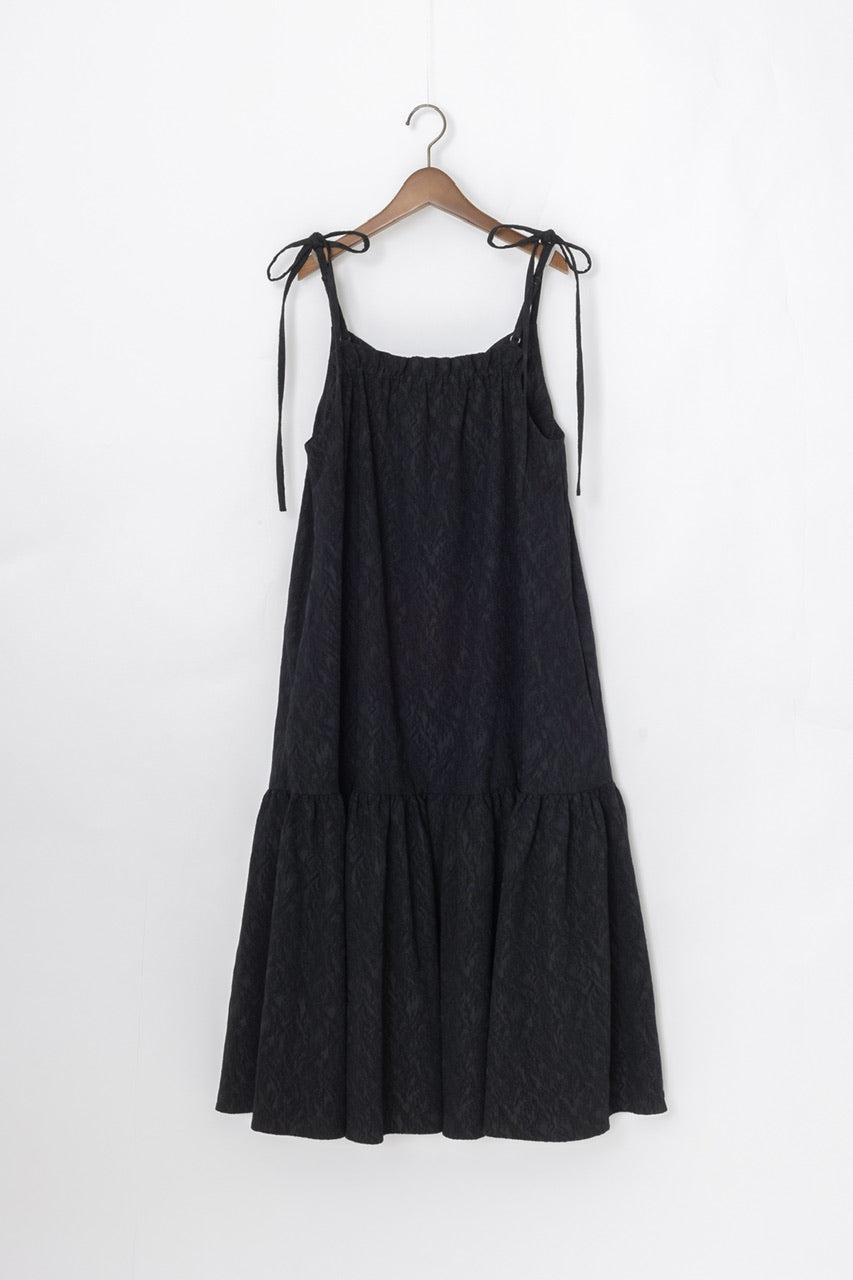 jacquard camisole dress / black