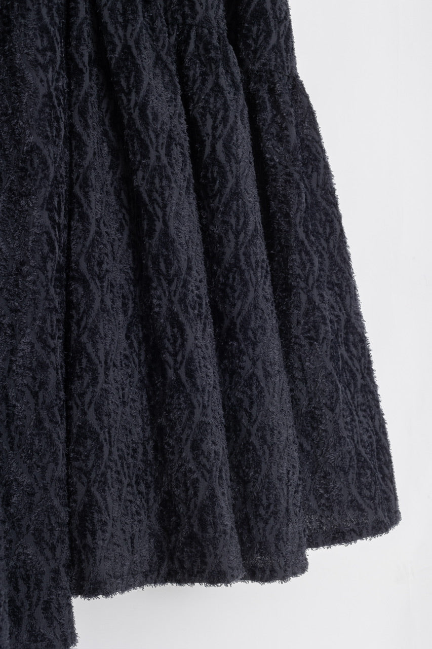 〈Mila〉shibafu jacquard gathered skirt / navy