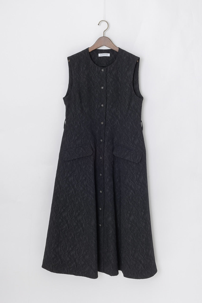 jacquard gilet dress / black