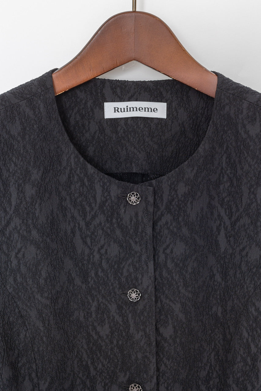 jacquard gilet dress / black