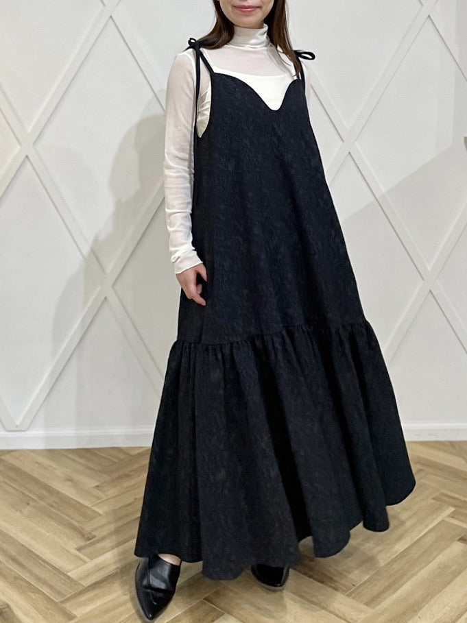 jacquard camisole dress / black