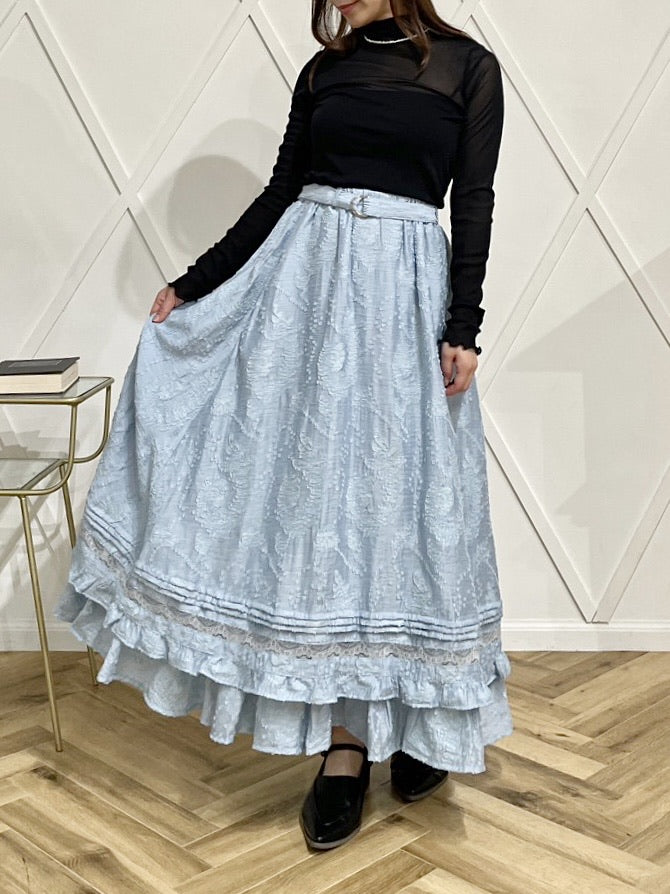 frill tiered skirt / powder blue