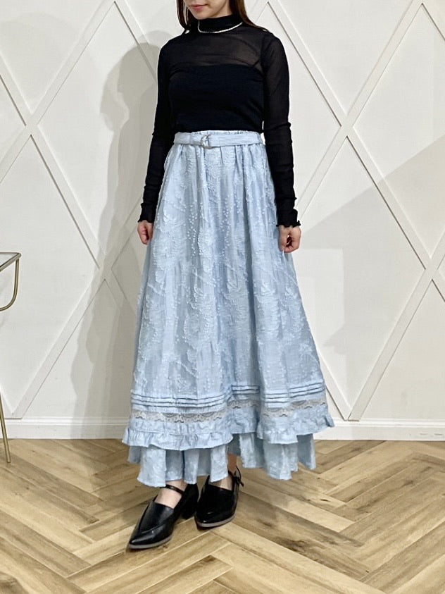 frill tiered skirt / powder blue