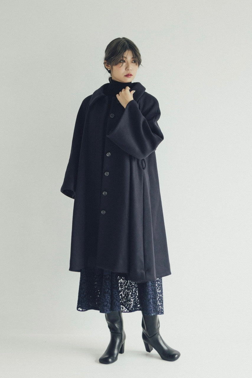 melton poncho coat / navy