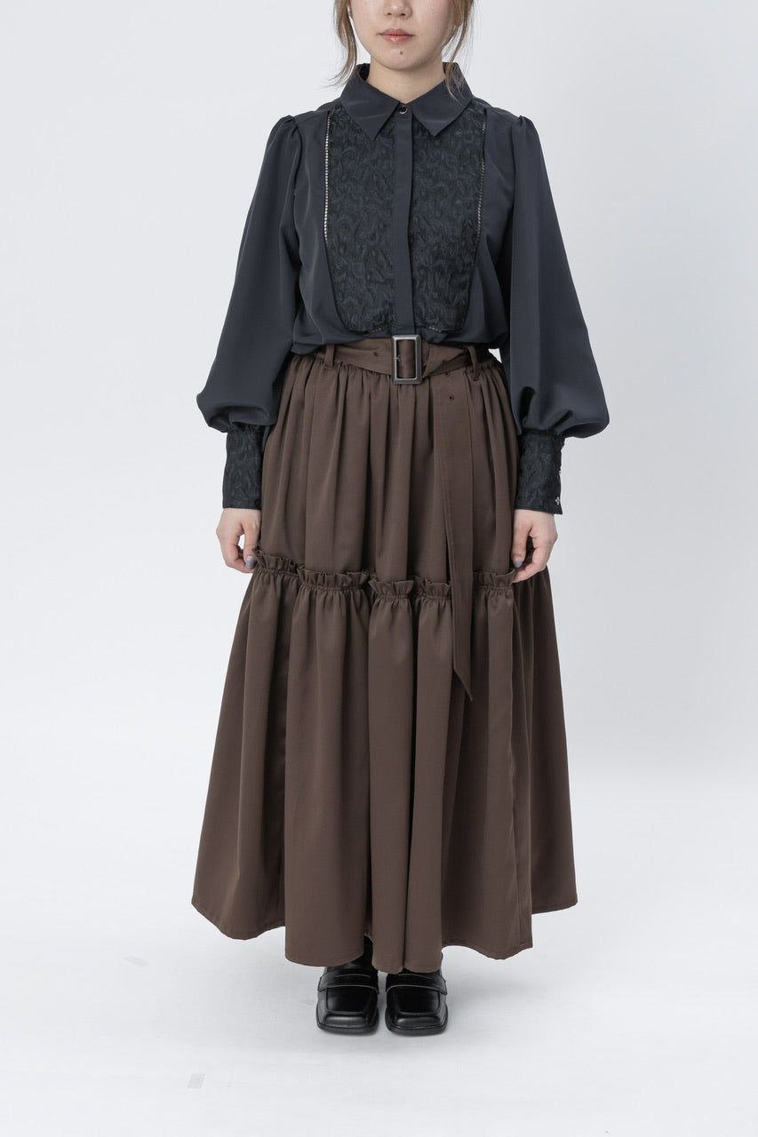 botanical jacquard blouse / navy