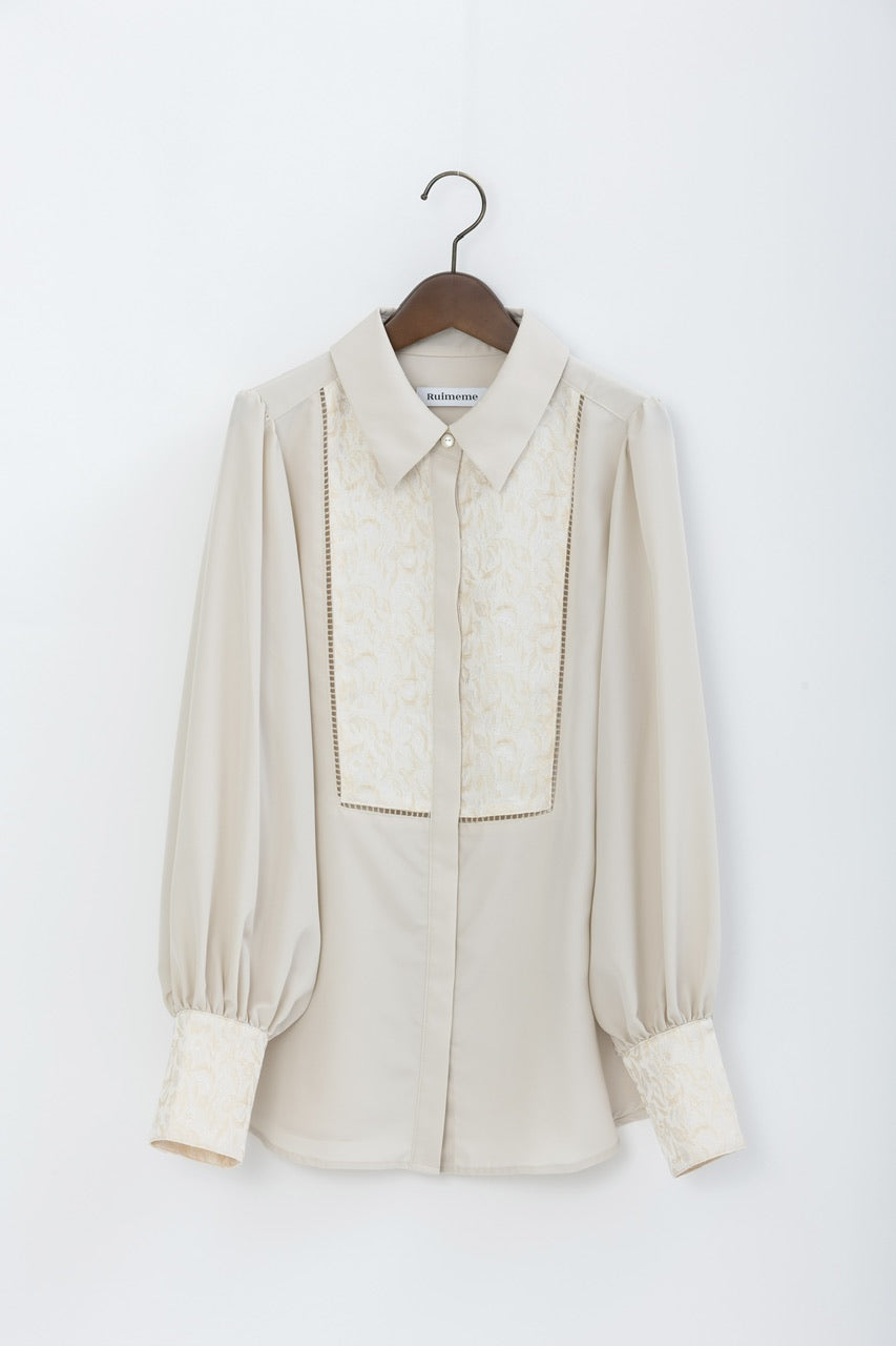 botanical jacquard blouse