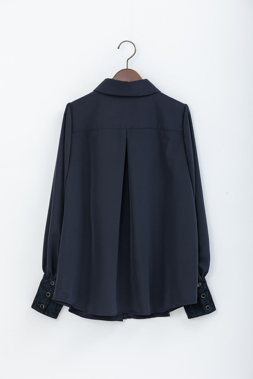 botanical jacquard blouse / navy