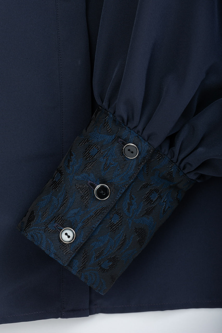 botanical jacquard blouse / navy