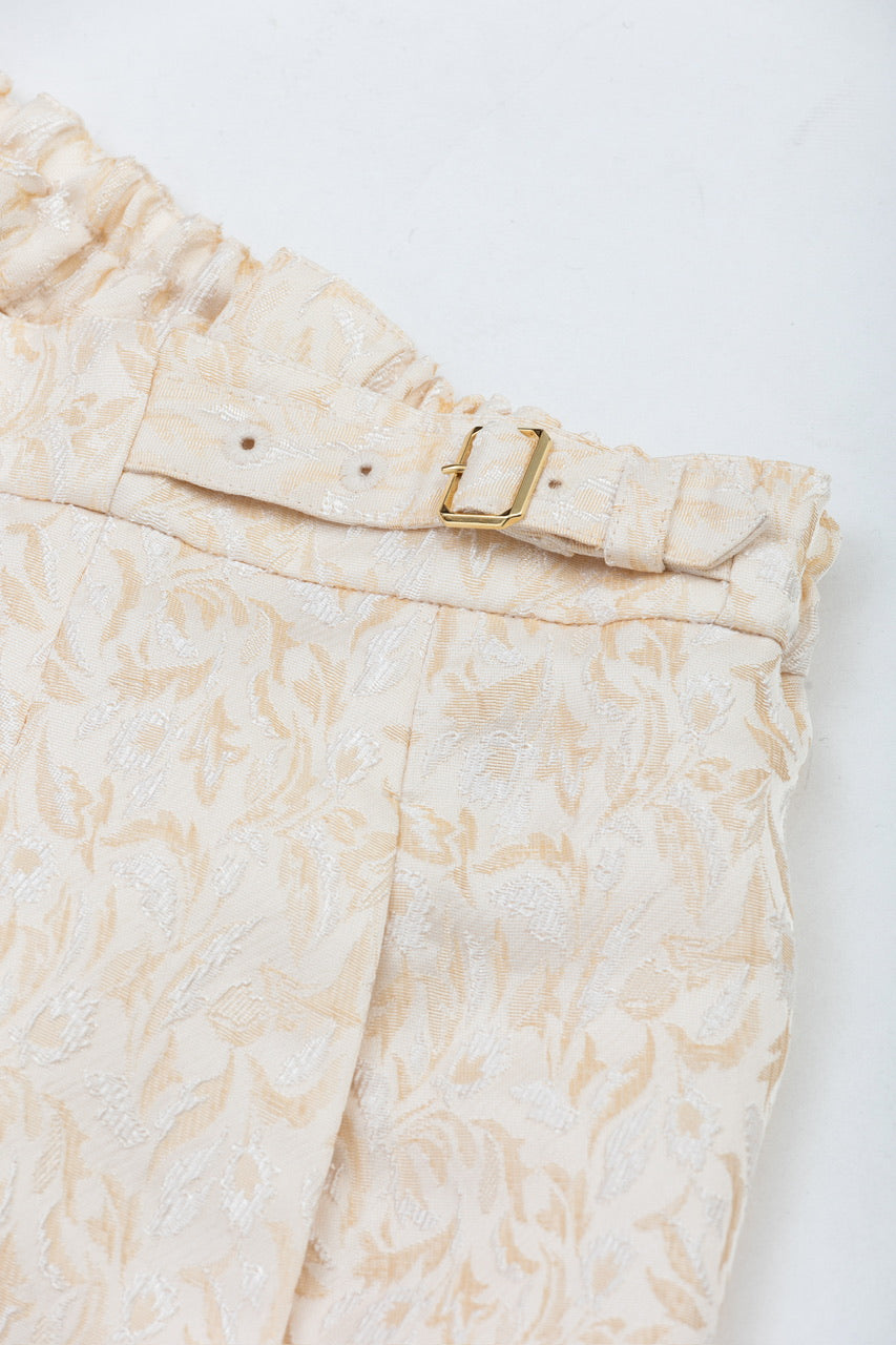 botanical jacquard semi-mermaid skirt / beige