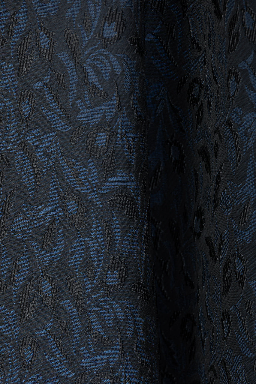 botanical jacquard semi-mermaid skirt / navy