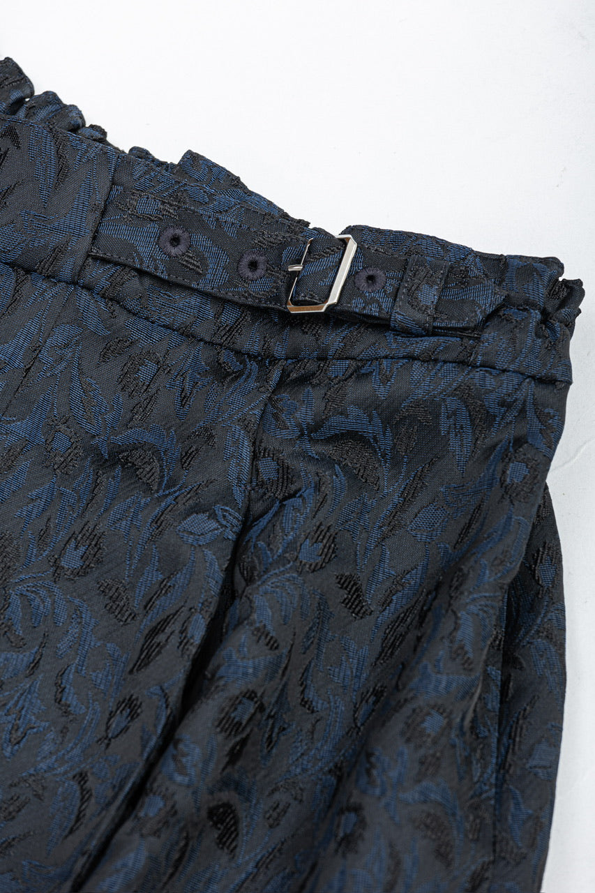 botanical jacquard semi-mermaid skirt / navy