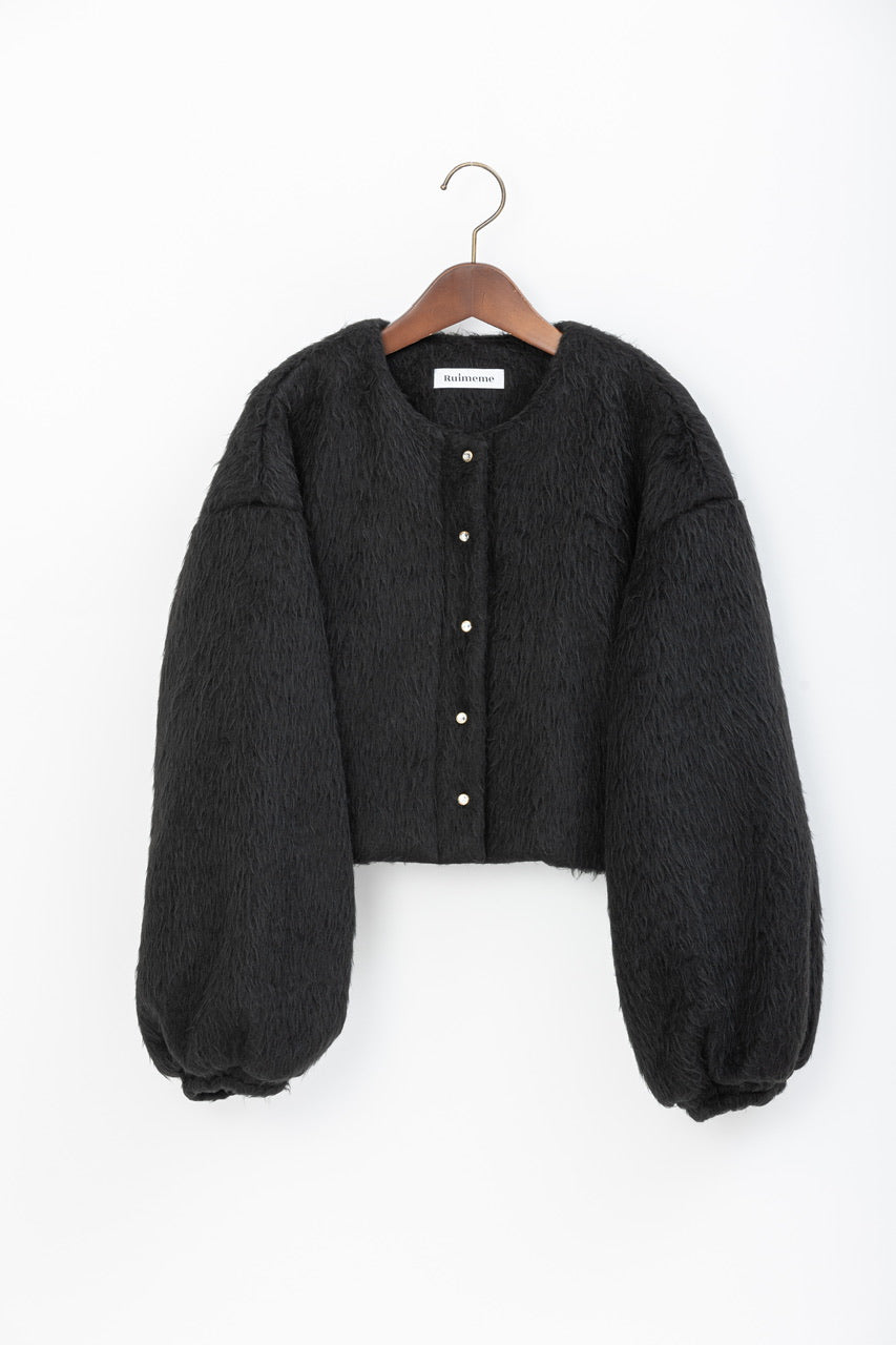 short shaggy jacket / black
