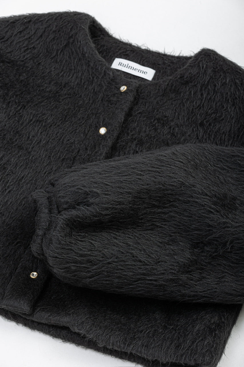 short shaggy jacket / black