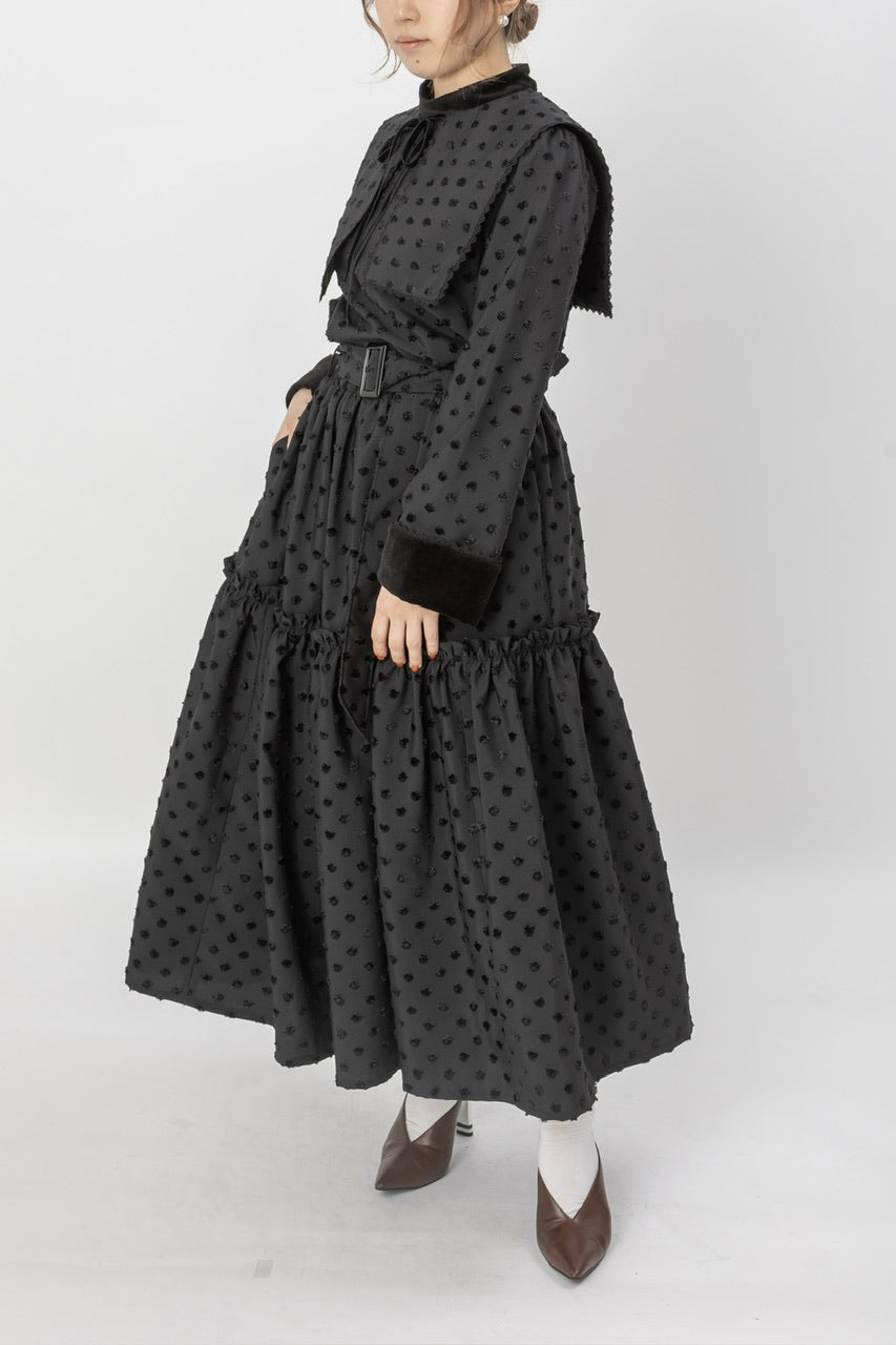 〈 Fleur 〉 gather tiered skirt / black