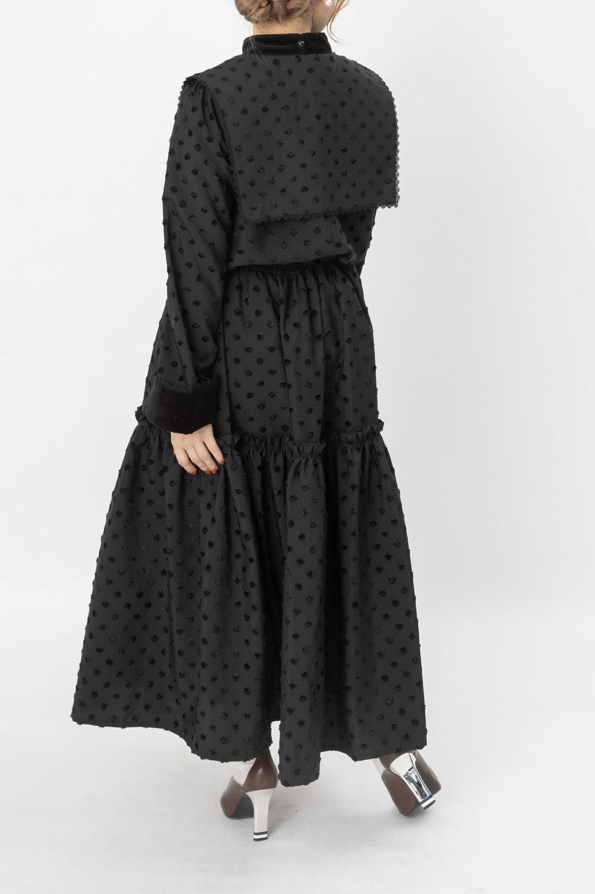 〈 Fleur 〉 gather tiered skirt / black