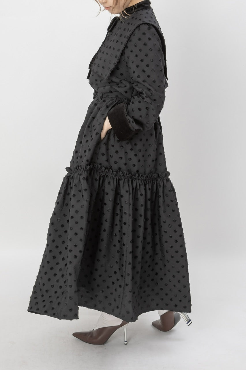 〈 Fleur 〉 gather tiered skirt / black