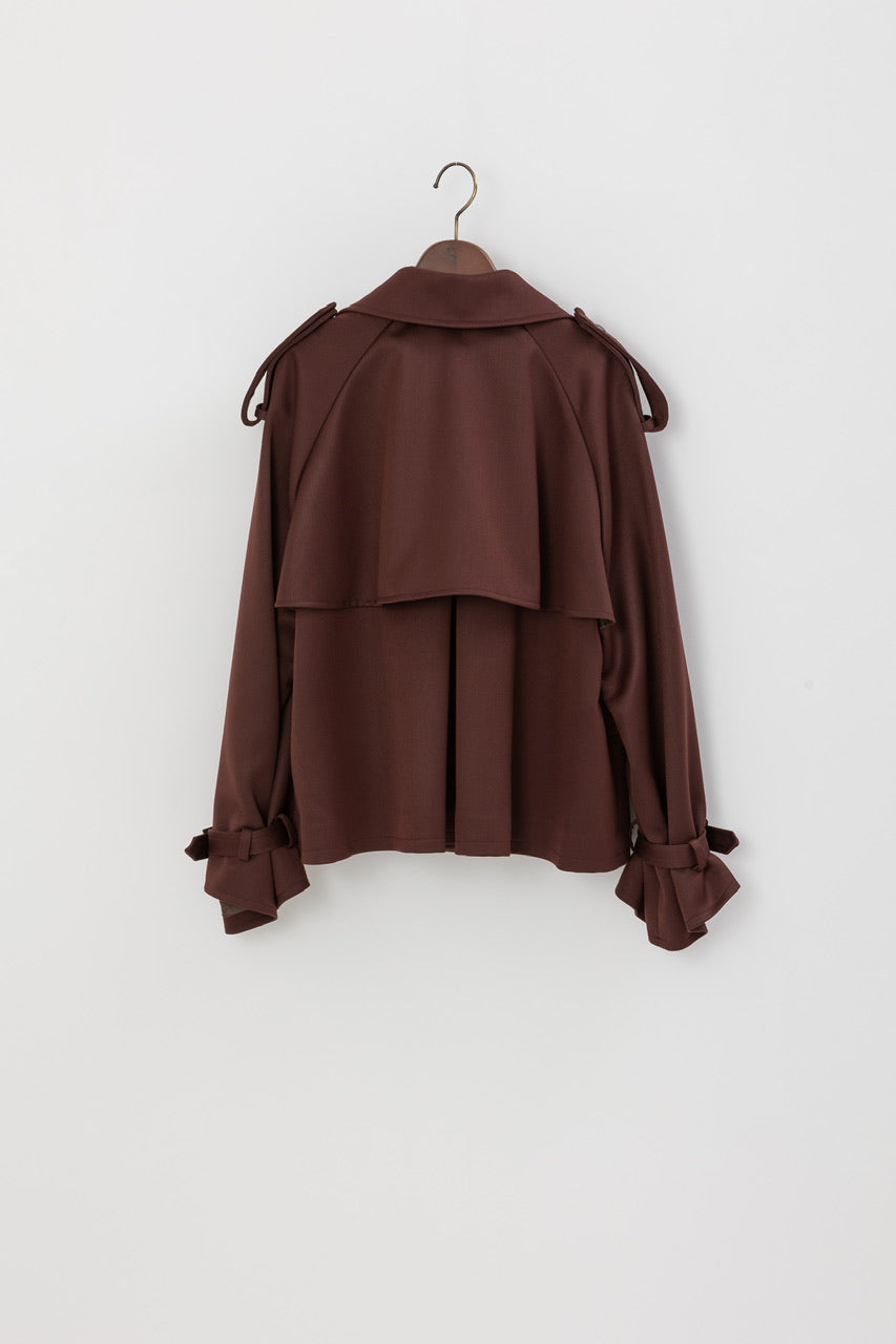 short trench coat / burgundy