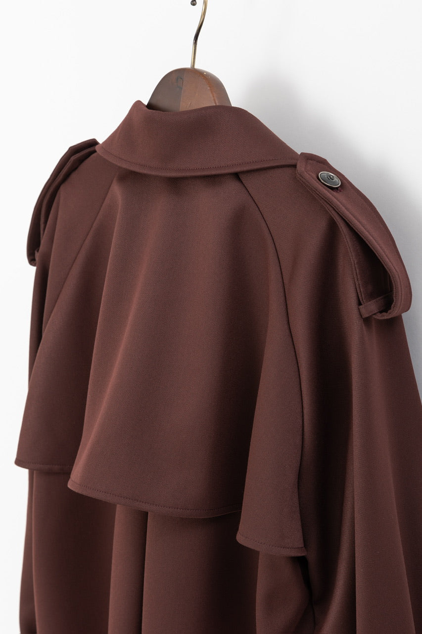 short trench coat / burgundy