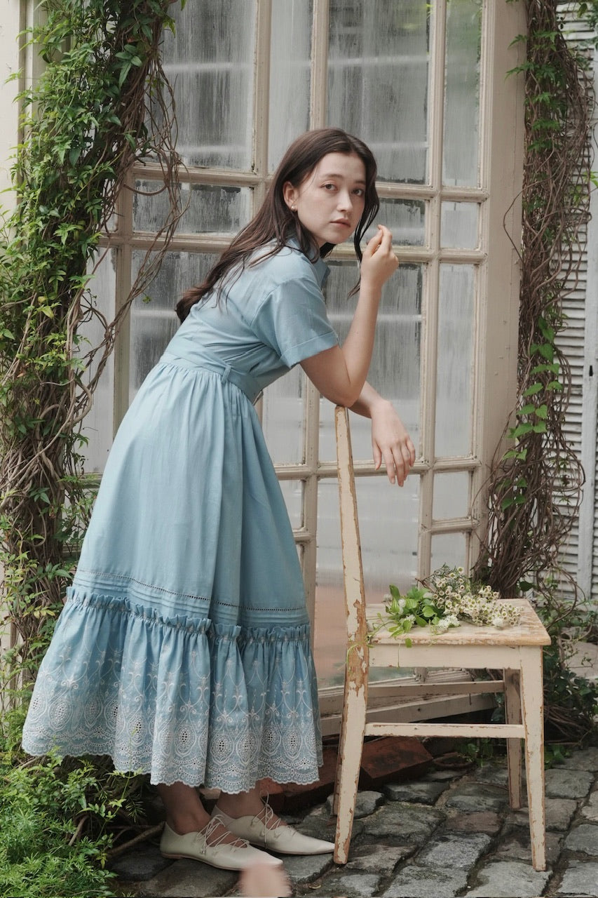 Giselle embroidery dress / skyblue