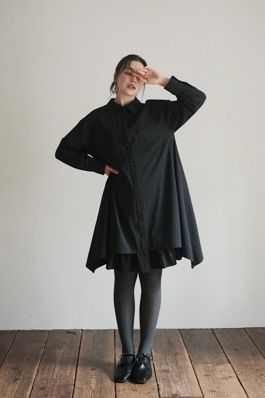 layered shirt tunic dress / stripe