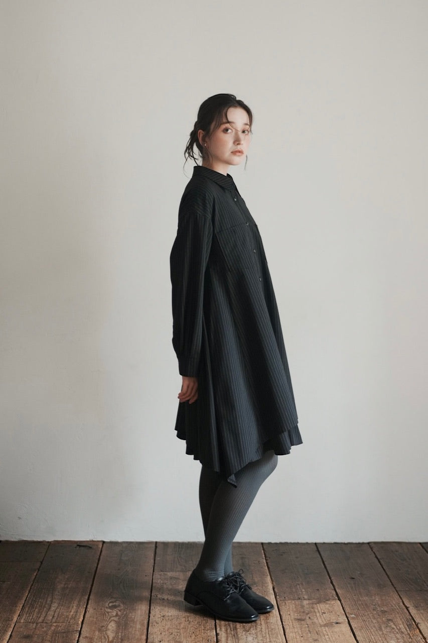 layered shirt tunic dress / stripe