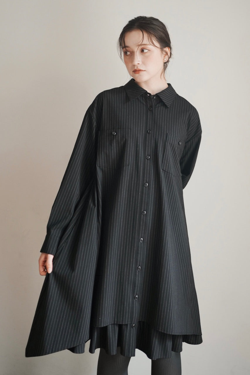 layered shirt tunic dress / stripe