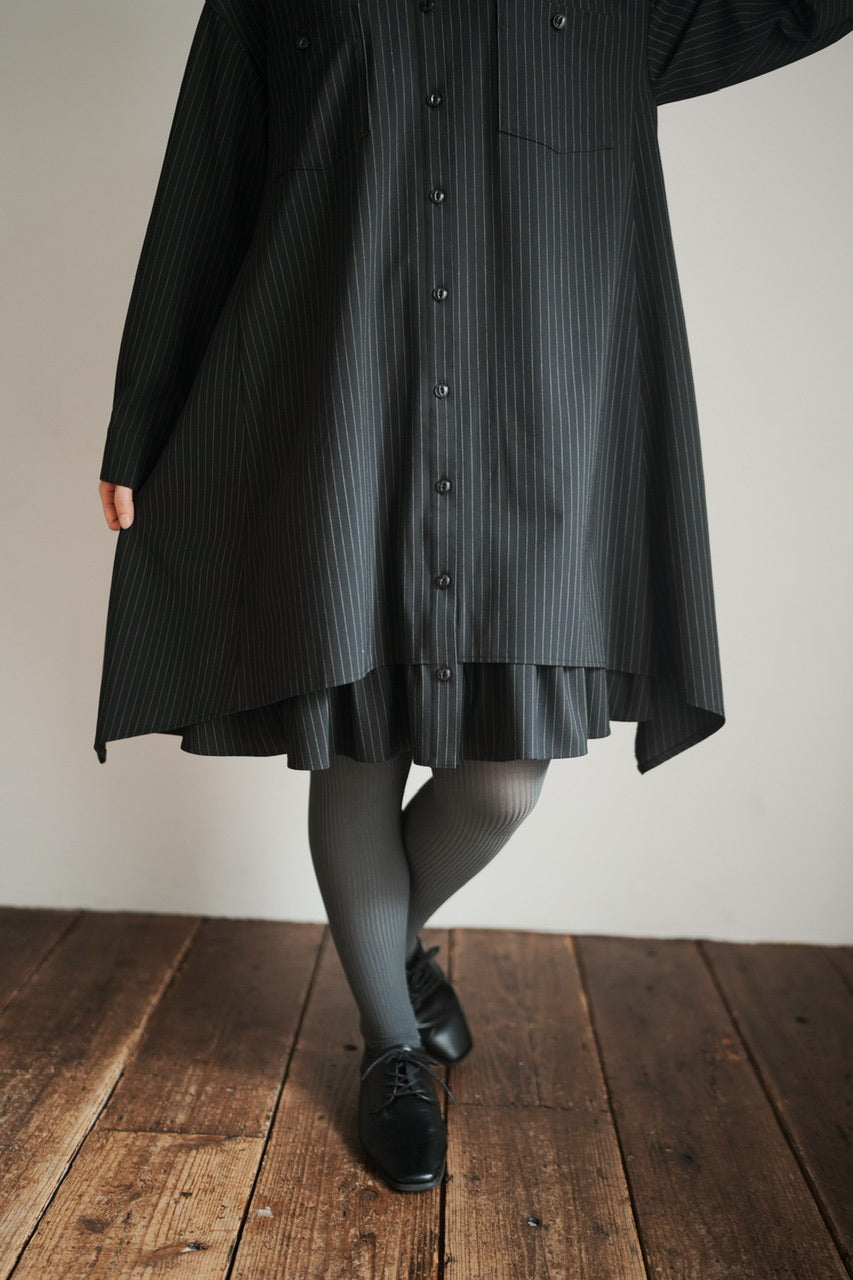 layered shirt tunic dress / stripe