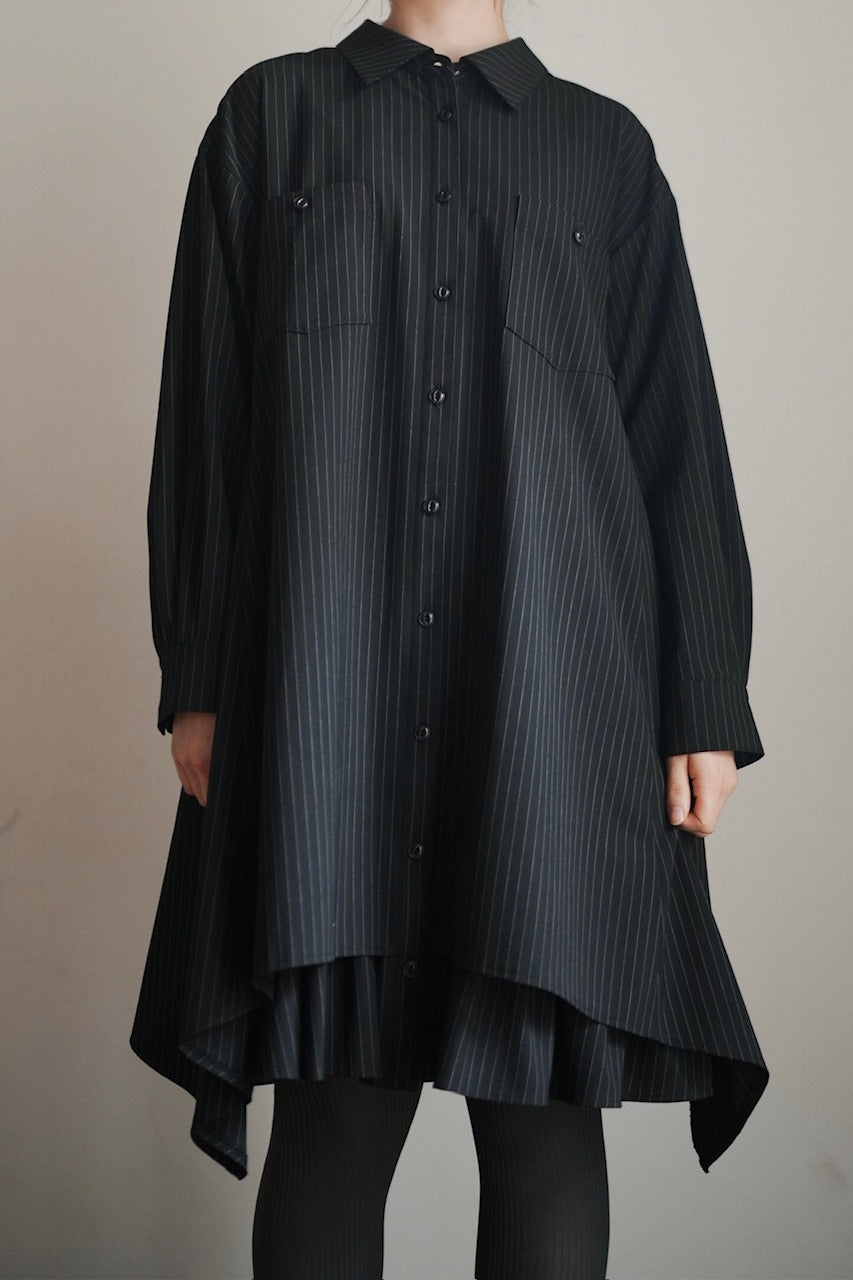 layered shirt tunic dress / stripe