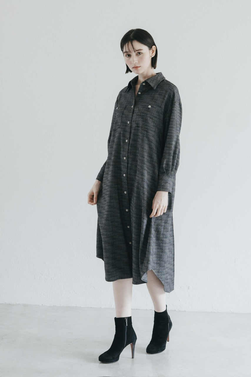 【予約商品】tweed shirt dress / black