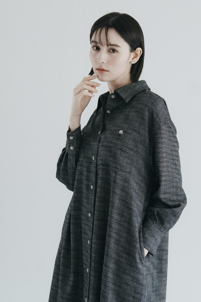 【予約商品】tweed shirt dress / black
