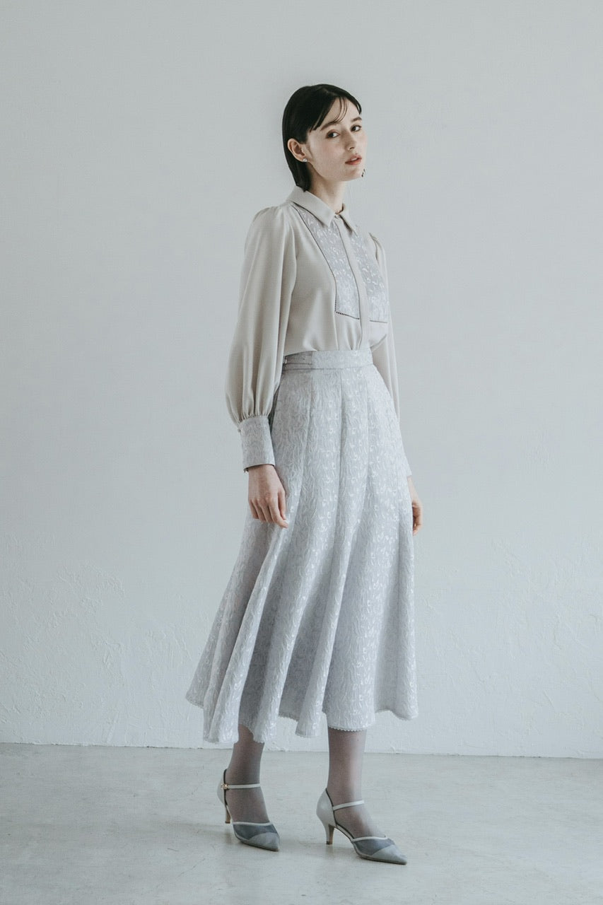 【予約商品】botanical jacquard blouse / ice gray