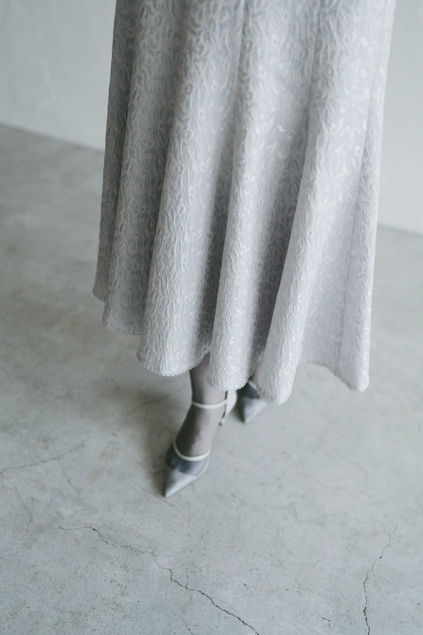 【予約商品】botanical jacquard semi-mermaid skirt / ice gray