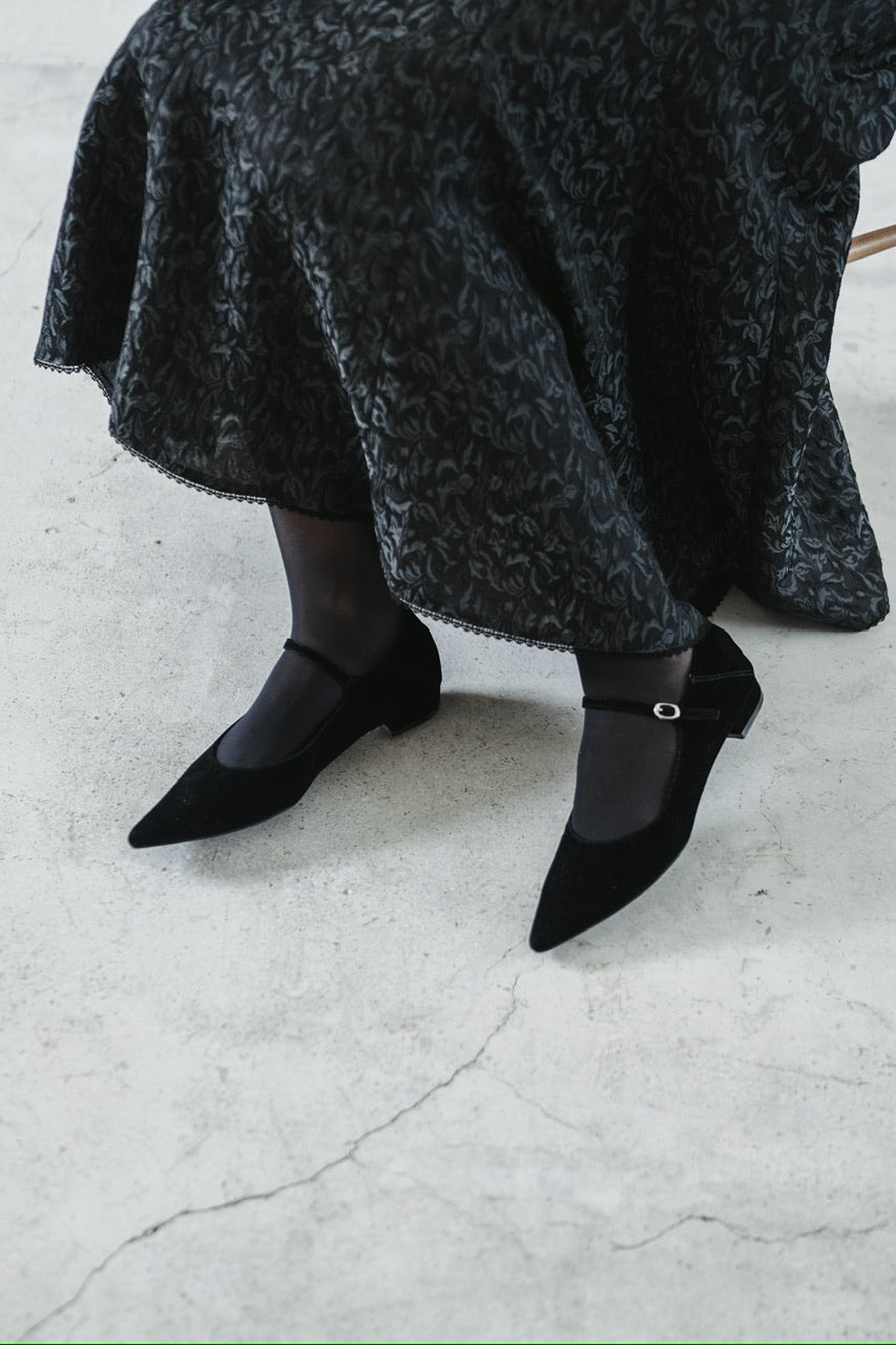 【予約商品】botanical jacquard semi-mermaid skirt / black