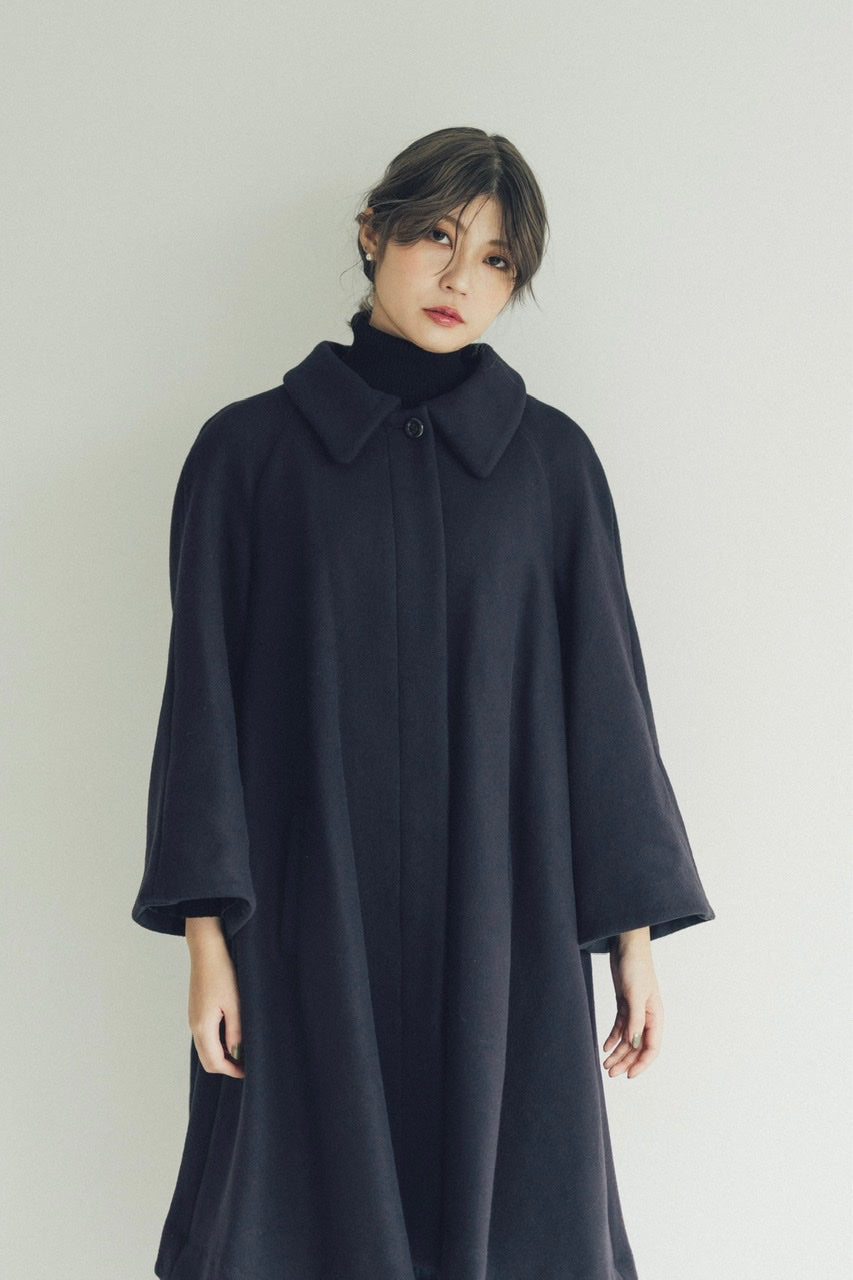 melton poncho coat / navy