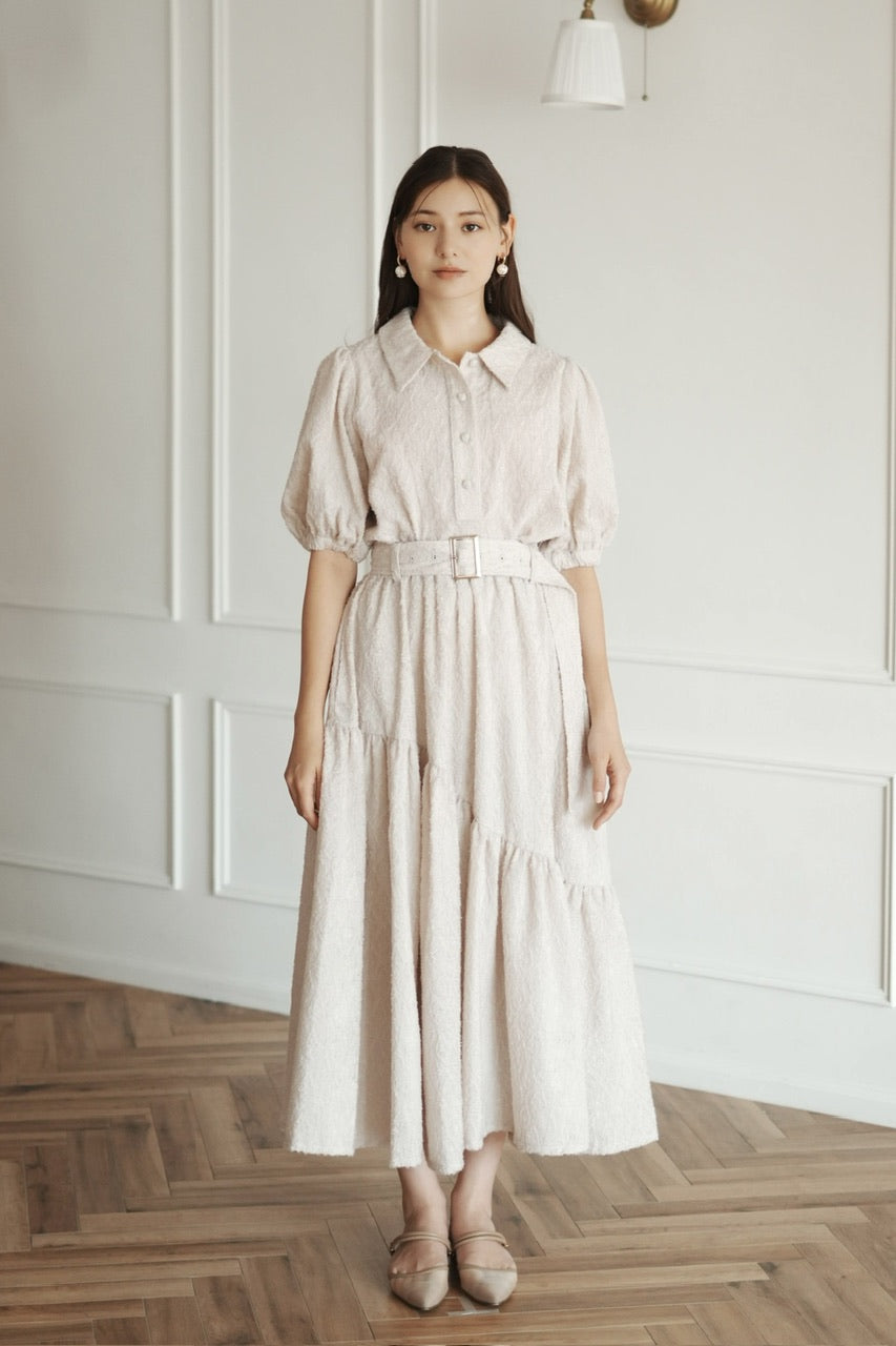 〈Mila〉shibafu jacquard gathered skirt / ecru