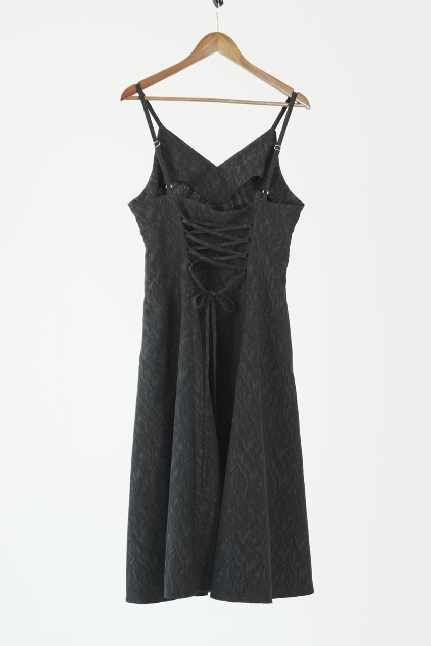 basque waist jacquard camisole dress