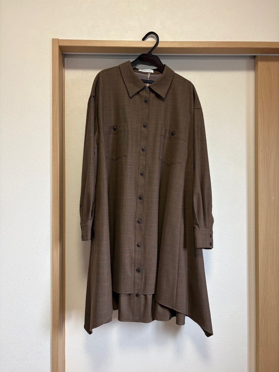 【サンプル】layered shirt tunic dress / brown